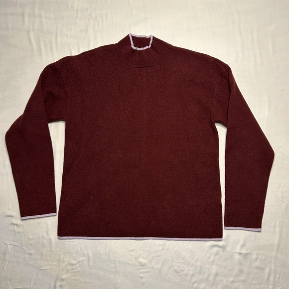 Anthropologie Lizzie Women’s Mock Neck Sweater Burgundy Sz S - Picture 1 of 9